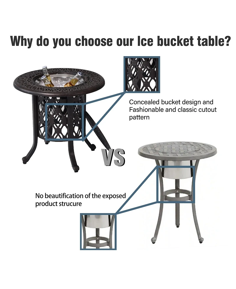 Streamdale Elegant 21" Cast Aluminum Ice Bucket and Side Table