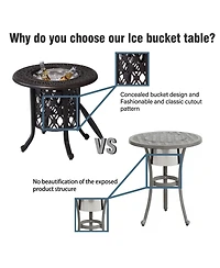 Streamdale Elegant 21" Cast Aluminum Ice Bucket and Side Table