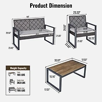 Streamdale Furniture Patio Furniture Set Acacia Wood Table Brown Beige Cushion