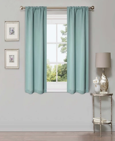 Superior Solid Classic Modern Wrinkle Resistant Room Darkening 2-Piece Curtain Set with Rod Pocket