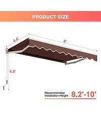 Slickblue 8 x 6.6 Feet Patio Retractable Awning with Manual Crank Handle