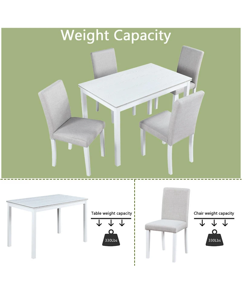 Streamdale Luxurious 5-Pc Dining Set with Crystals & Upholstery