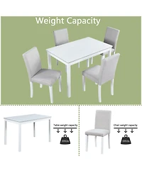 Streamdale Luxurious 5-Pc Dining Set with Crystals & Upholstery