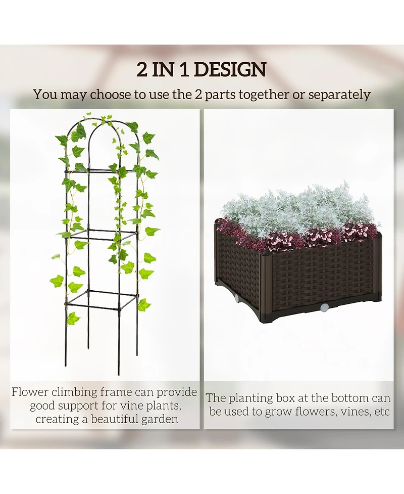 2-in-1 Self-Watering Trellis Planter Box Reinforced Pp and Steel Construction