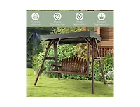 Slickblue 2-Person Outdoor Wooden Porch Swing with an Adjustable Canopy