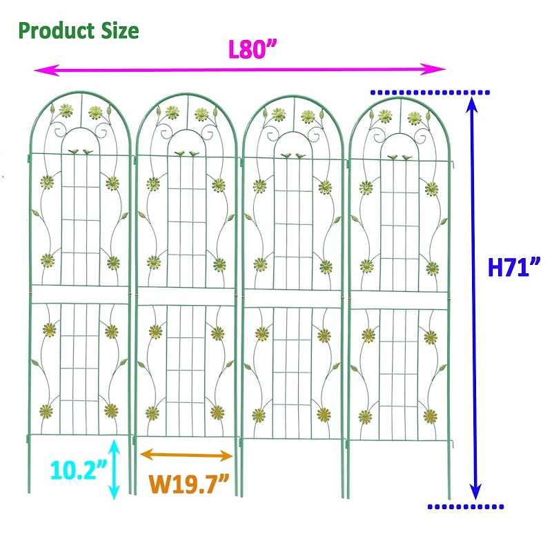 Rustproof 71" Garden Trellis for Climbing Plants