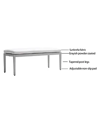 Streamdale Aluminum Outdoor Bench with Sunbrella Cushion, Grayish