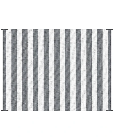 Outsunny Outdoor Rug with Carry Bag 9' x 12' Plastic Straw Rug Gray & White