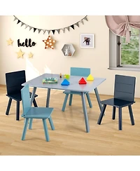 Slickblue 5 Pieces Kids Wooden Activity Play Furniture Set with Building Blocks