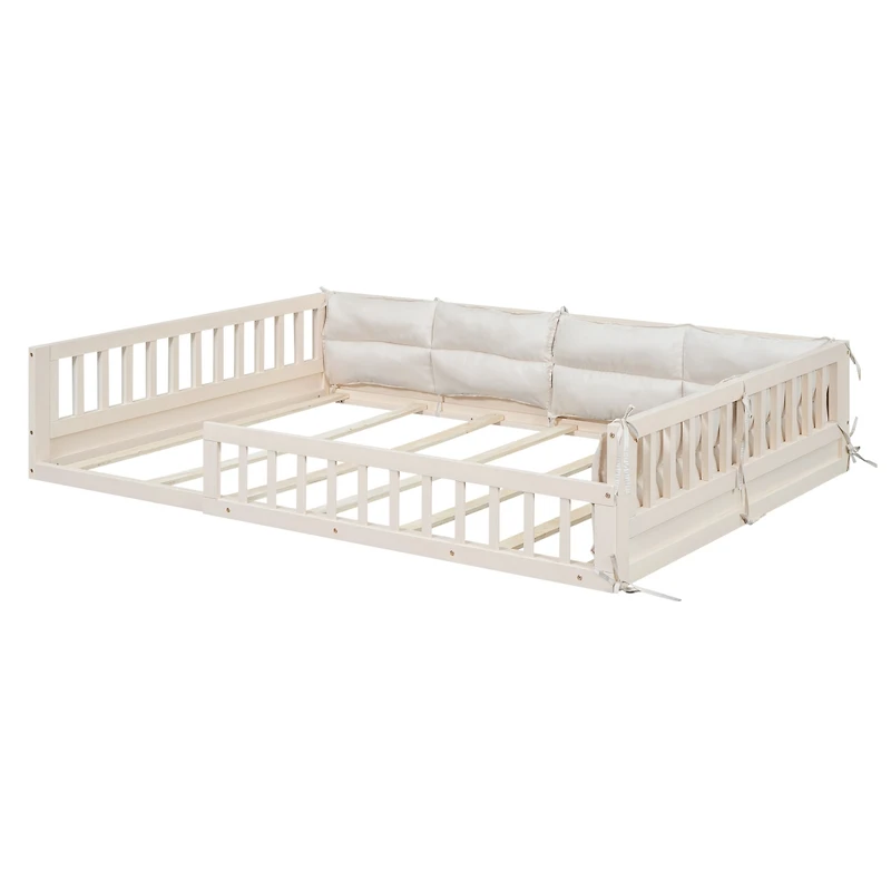 Streamdale Gray Upholstered Wood Platform Bed with Rails
