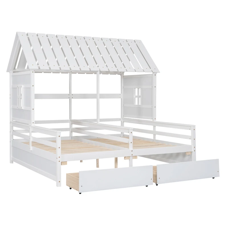 Streamdale Twin Platform Bed with Drawers (White)