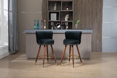 Streamdale Modern Counter Bar Stools Set of 2 with Solid Wood Base