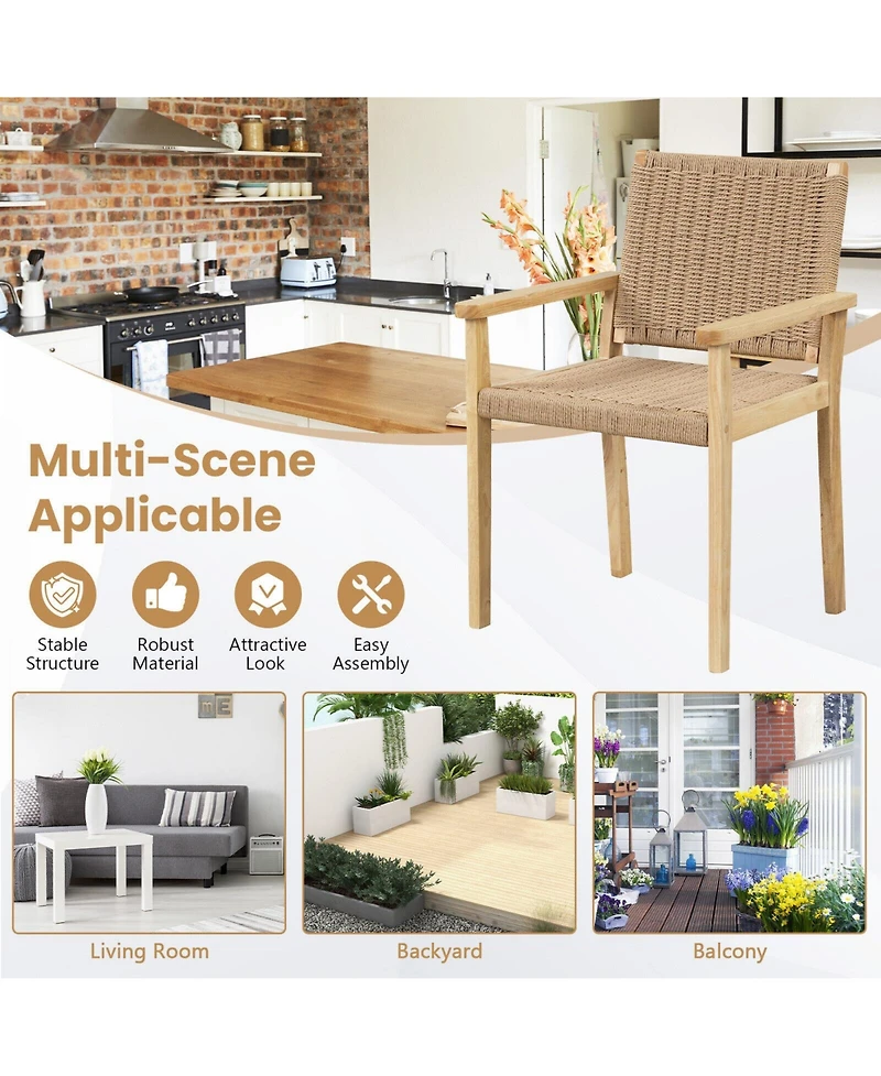 Slickblue Indoor Outdoor Wood Chair Set of 2-Natural