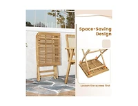 Slickblue 27.5 Inch Indonesia Teak Patio Bistro Table with Slatted Tabletop and Sturdy Wood Frame