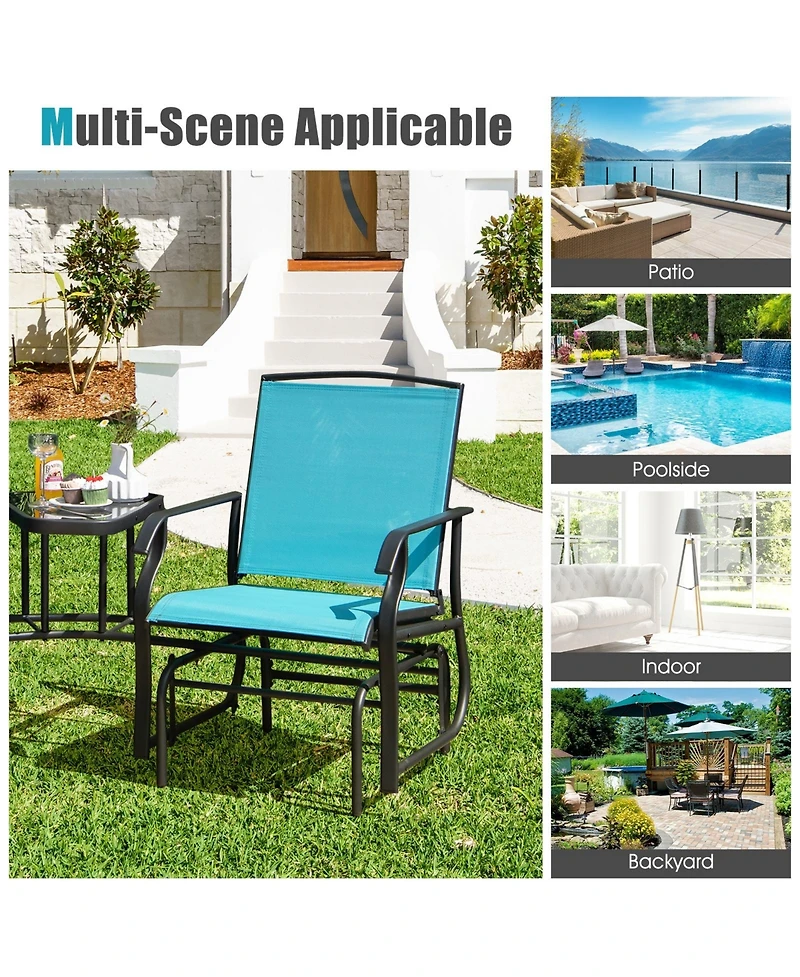 Slickblue Double Swing Glider Rocker Chair set with Glass Table
