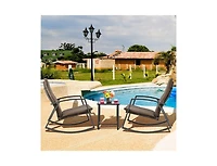 Slickblue 3 Pieces Patio Rattan Rocking Furniture Set
