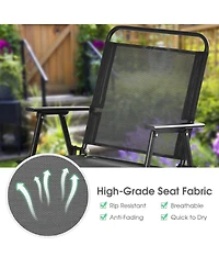 Slickblue Outdoor Folding Chairs with Breathable Seat-Set of 2