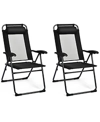 Slickblue 4 Pieces Patio Garden Adjustable Reclining Folding Chairs with Headrest