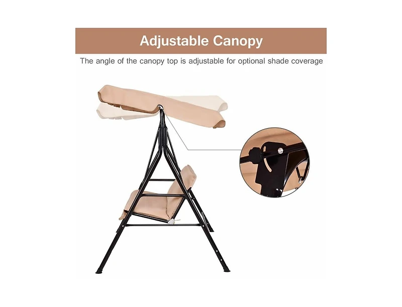 Slickblue Loveseat Cushioned Patio Steel Frame Swing Glider