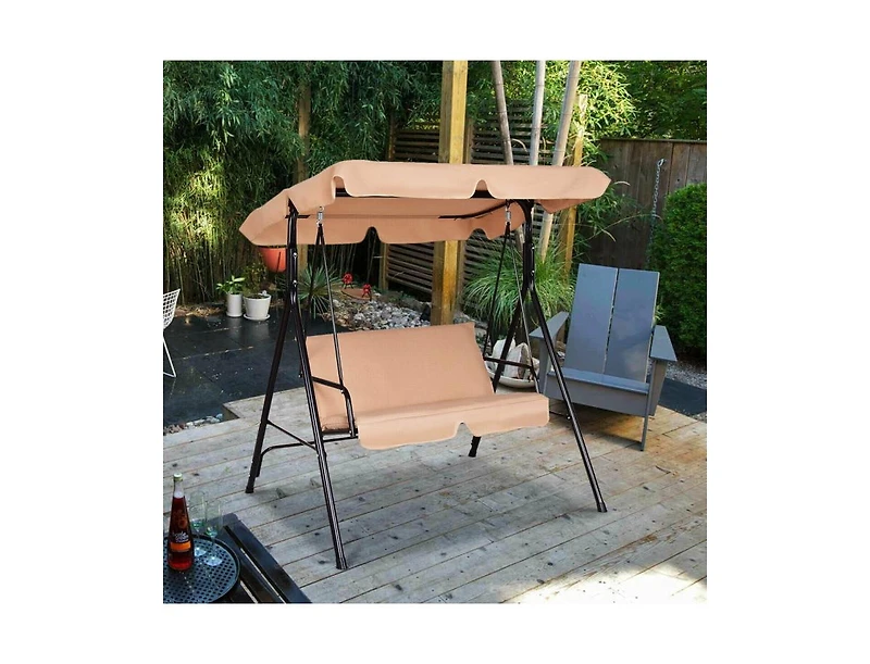 Slickblue Loveseat Cushioned Patio Steel Frame Swing Glider