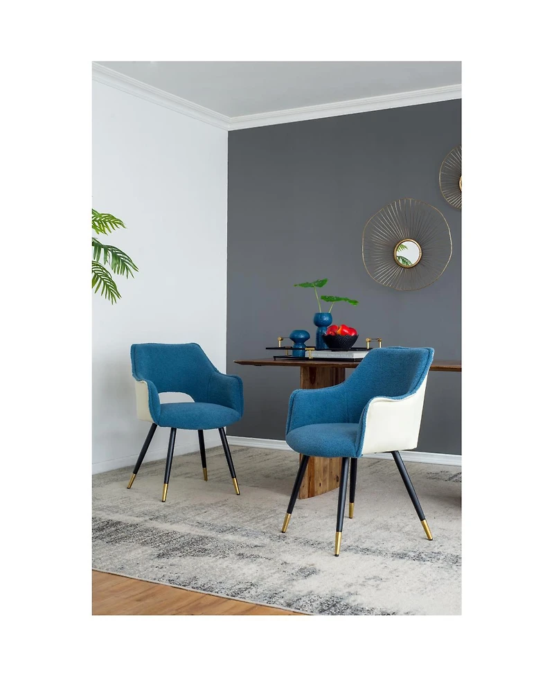 Simplie Fun Set Of 2 Blue Fabric Side Chair, Living Room Bedroom Kitchen Vanity Accent Chair, 23" X 23" X 34"