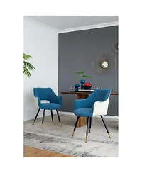 Simplie Fun Set Of 2 Blue Fabric Side Chair, Living Room Bedroom Kitchen Vanity Accent Chair, 23" X 23" X 34"