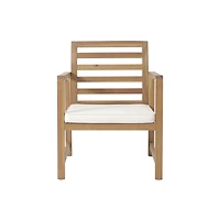 Simplie Fun Natural Acacia Wood Outdoor Armchair with White Cushions (Set of 2)