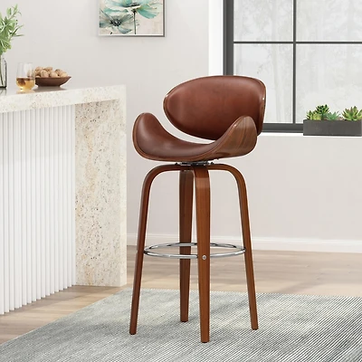 Streamdale Bentwood Barstool with Faux Leather