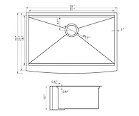Streamdale Matte Stainless Steel Farmhouse Sink, 33 x 22 in.