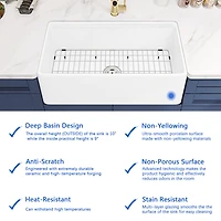 Streamdale Furniture Fireclay 33 L X 20 W Workstation Farmhouse Kitchen Sink With Accessories