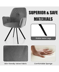 Slickblue Set of 2 Swivel Accent Arm Chairs with Metal Legs and Wide Back-Grey