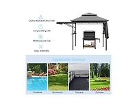 Slickblue 13.5 x 4 Feet Patio Bbq Grill Gazebo Canopy with Dual Side Awnings