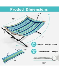 Slickblue Patio Hammock Foldable Portable Swing Chair Bed with Detachable Pillow
