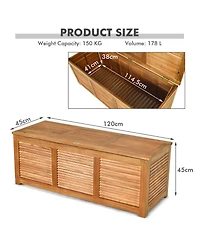 Slickblue 47 Gallon Acacia Wood Storage Bench Box for Patio Garden Deck