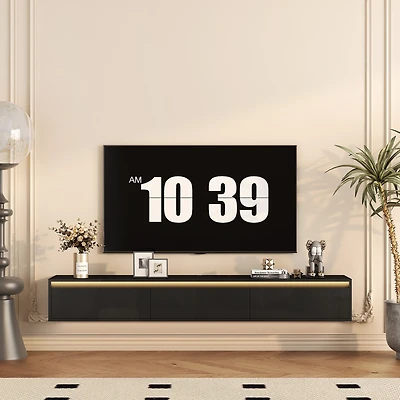 Streamdale Floating Led Tv Shelf with Outlet