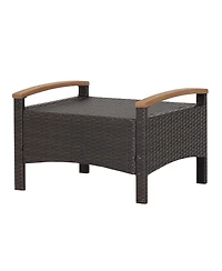 Slickblue Set of 2 Fade-Resistant Wicker Patio Ottoman