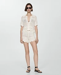 Mango Women's Crochet Knit Cardigan