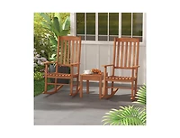 Slickblue Eucalyptus Wood Rocker Chair with Stable and Safe Rocking Base for Garden