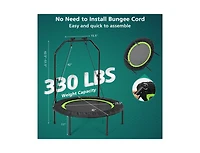 Slickblue 40 Inch Foldable Fitness Rebounder with Resistance Bands Adjustable Home