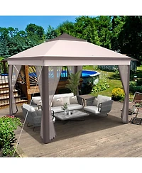 Slickblue 11 x Feet 2-Tier Pop-Up Gazebo Tent Portable Canopy Shelter Carry Bag Mesh