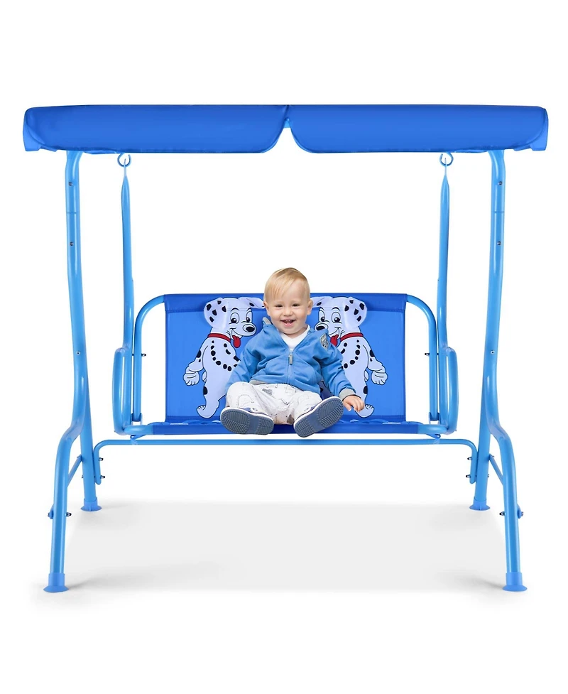 Slickblue Outdoor Kids Patio Swing Bench with Canopy 2 Seats