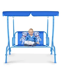 Slickblue Outdoor Kids Patio Swing Bench with Canopy 2 Seats