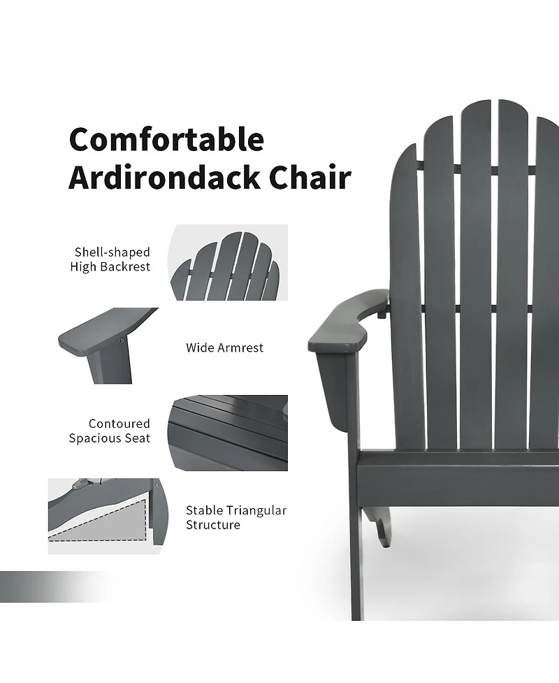 Slickblue Acacia Wood Outdoor Adirondack Chair with Ergonomic Design