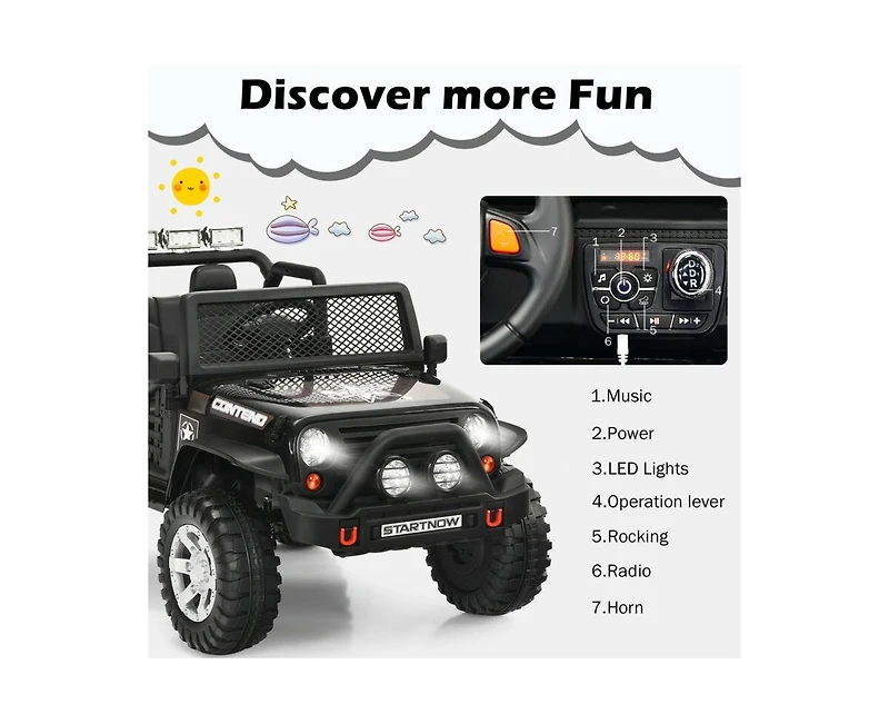 Sugift 12V Kids Remote Control Electric Ride On Truck Car with Lights and Music