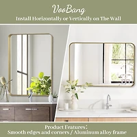 Homlux Rectangular Wall Mounted Mirror 22"x30" in Gold