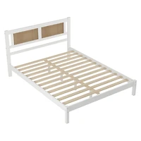 Streamdale Queen Rattan Platform Bed with White Frame