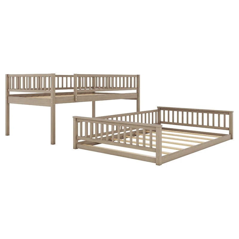 Streamdale Full Xl over Queen Bunk Bed with Ladder and Guardrails, Walnut