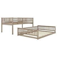 Streamdale Full Xl over Queen Bunk Bed with Ladder and Guardrails, Walnut