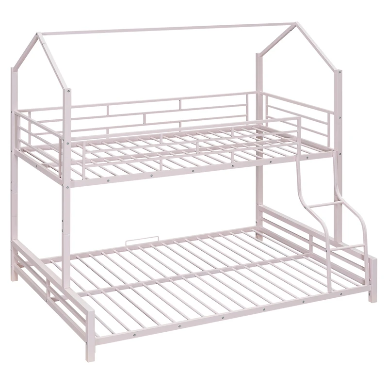 Streamdale Metal House Bunk Bed, Twin over Full, Pink