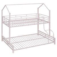 Streamdale Metal House Bunk Bed, Twin over Full, Pink
